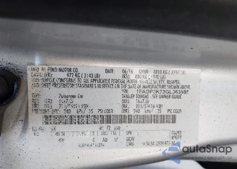 2016 Ford Focus Se from USA, damaged, VIN 1FADP3K23GL363985